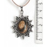 Кулон из яшмы песочной, овал 18х13мм, оправа "папоротник"