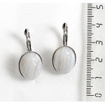 Серьги из агата белого, овалы 18х13мм, замок петелька