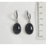 Серьги из агата черного, простой овал 18х13мм, швензы посеребрение