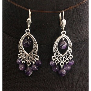 Серьги из аметиста, шарик 4-8мм, коннектор "глаз"