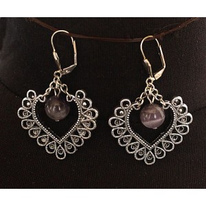 Серьги из аметиста, шарик 10мм, коннектор "кокошник"