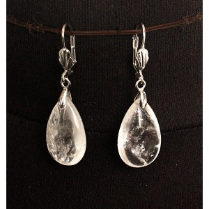 Серьги из горного хрусталя, капля 22х15мм