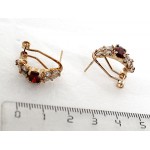 Серьги из граната "кабошон с косичкой" замок гвоздик+лапка