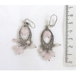 Серьги из кварца розового, шарик 4-8мм, коннектор "глаз"