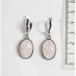 Серьги из кварца розового, простой овал 18х13мм, швензы посеребрение
