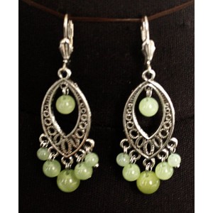 Серьги из оникса, шарик 4-8мм, коннектор "глаз"