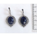 Серьги из содалита, овал 18х13мм, оправа "трилистник" швензы посеребрение