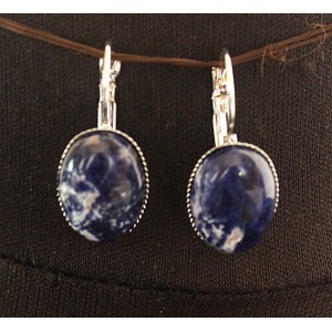 Серьги из содалита, овал 18х13мм замок петелька