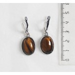 Серьги из тигрового глаза, простой овал 18х13мм, швензы посеребрение