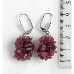 Серьги из турмалина розового, галтовка 3 нити