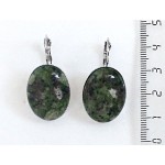 Серьги из цоизита, овал 25х18мм, замок петелька