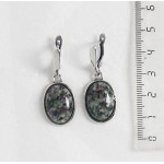 Серьги из цоизита, простой овал 18х13мм, швензы посеребрение