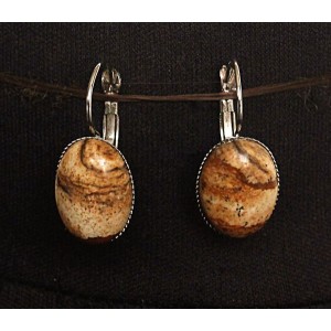 Серьги из яшмы песочной, овал 18х13мм, замок петелька