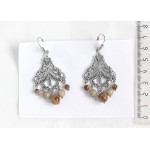 Серьги из яшмы песочной, шарик 8,6,4мм, коннектор "джунгли"