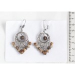 Серьги из яшмы песочной (шарик 4 и 8мм), коннектор ажурный