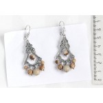 Серьги из яшмы песочной, шарик 4-8мм, коннектор "кленовый лист"