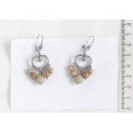 Серьги из яшмы песочной, шарик 8, 6, 4мм, коннектор "сердце витое"