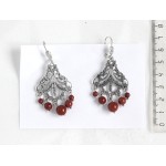 Серьги из яшмы красной, шарик 8,6,4мм, коннектор "джунгли"