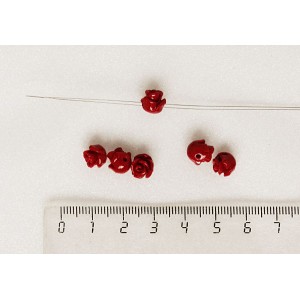 Бусины розочки 8мм цвет красный