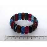 Браслет из агата разноцветного (тонировка), узкие выпуклые сегменты, огранка