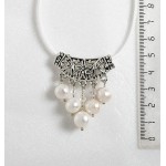 Колье-кулон из жемчуга БЕЛОГО, на ажурном коннекторе, шарики 7-9мм