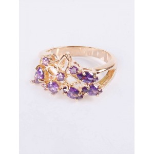 Кольцо с аметистом (синт.) "букет Венеры"