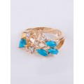 Кольцо с бирюзой (имитация) "букет Венеры"