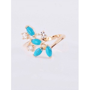 Кольцо с бирюзой (имитация) "искристые лепестки" Кольцо с бирюзой (имитация) "искристые лепестки"