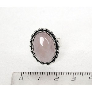 Кольцо с кварцем розовым, овал 18x13, литая оправа, безразмерное