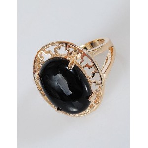 C830 Кольцо позолоченное с ониксом черным "греческое"