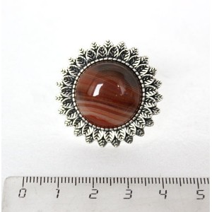 Кольцо с сердоликом, круг 20мм, "подсолнух", безразмерное