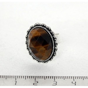 Кольцо с тигровым глазом (огранка), овал 18x13, литая оправа, безразмерное