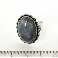 Кольцо с флюоритом, овал 18x13, литая оправа, безразмерное