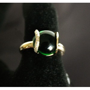 Кольцо с цирконом зеленым "Элана"