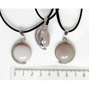 Кулон из агата серого, круг 20мм, оправа "глобус", двусторонний