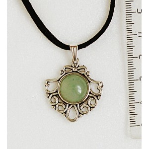 Кулон из авантюрина зеленого, круг 12мм, оправа "балерина"