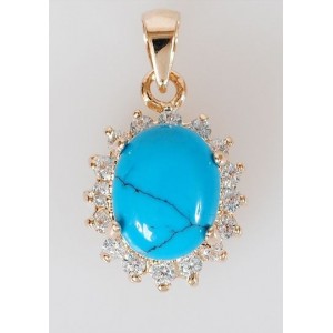 C830 Кулон позолоченное из бирюзы (имитация) "овал в цирконах"
