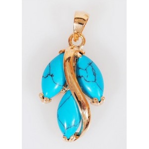C830 Кулон позолоченное из бирюзы (имитация) "большой рис"