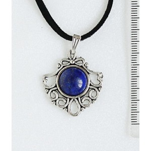 Кулон из лазурита синего, круг 12мм, оправа "балерина"