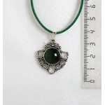 Кулон из нефрита, круг 12мм, оправа "балерина"