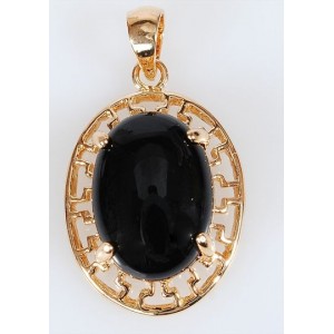 C830 Кулон позолота из оникса черного "греческий"