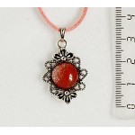 Кулон из халцедона розового "2 цветка", круг 12мм