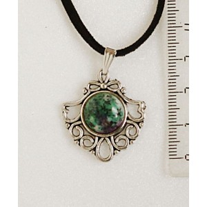 Кулон из цоизита, круг 12мм, оправа "балерина"