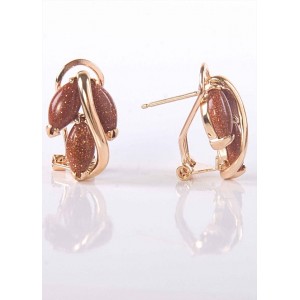 Серьги с красным авантюрином (имитация) "большой рис"