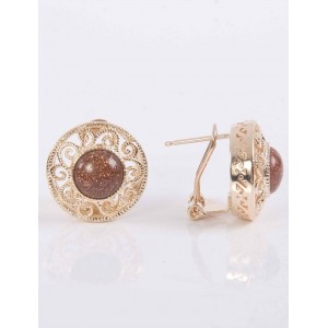 Серьги с красным авантюрином (имитация) "восточное солнце" Серьги с красным авантюрином (имитация) "восточное солнце"