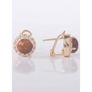 Серьги с красным авантюрином (имитация) "круг в цирконах" Серьги с красным авантюрином (имитация) "круг в цирконах"