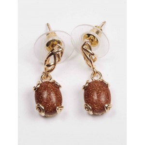 Серьги с красным авантюрином  (имитация) "лагуна"