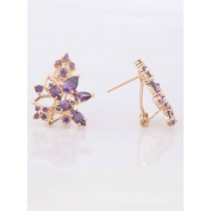 Серьги из аметиста (синт.) "букет Венеры"