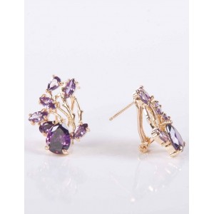 Серьги из аметиста (синт.) "королевский сад"