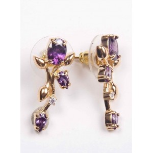 Серьги из аметиста (синт.) "тюльпан"